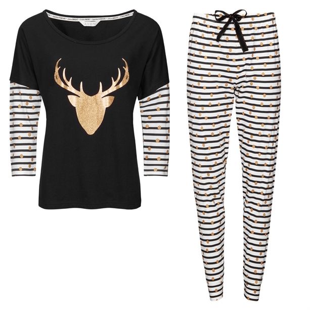 Ladies stag print pyjamas shop